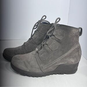 Gray Sorel Evie Suede Ankle Boots
